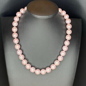 Chunky Pink Pearl Necklace Pink Pearl Statement Necklace Vintage Pink Pearls